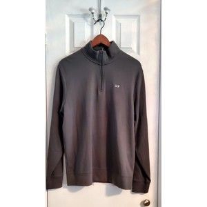 VINEYARD VINES Mens 100% Cotton 1/4 Zip Gray Pullover Sweater Sweatshirt Size M